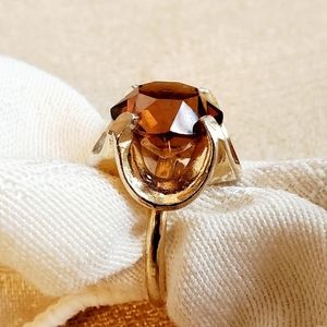 Vintage Goldtone Ring with Brown Faceted Stone